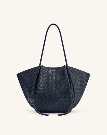 Nala Borsa tote ampia a trama intrecciata - Blu navy