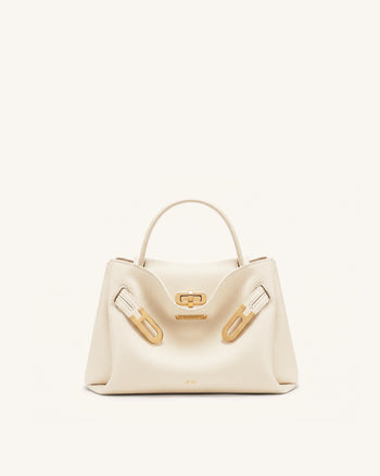 Rhea Petit sac d'épaule grainé à double boucle - Blanc