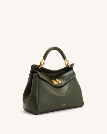 Lucia Borsa Classica con Manico Superiore - Verde Oliva Scuro