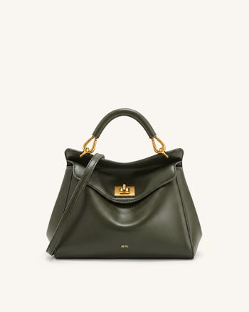 Lucia Borsa Classica con Manico Superiore - Verde Oliva Scuro