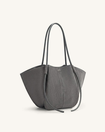 Nala Borsa tote ampia in finto camoscio - Grigio scuro
