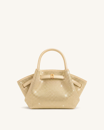 Hana Mini borsa tote con cristalli artificiali - Champagne
