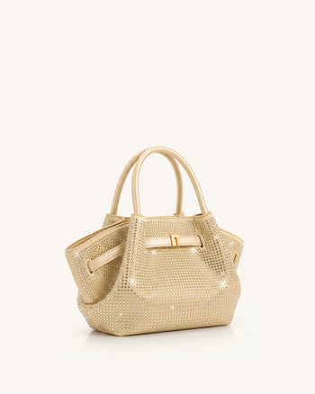 Hana Mini borsa tote con cristalli artificiali - Champagne