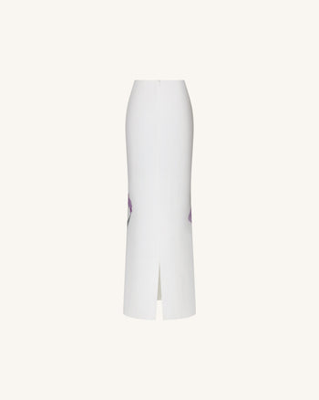 Gonna lunga con motivo Iris - Bianco