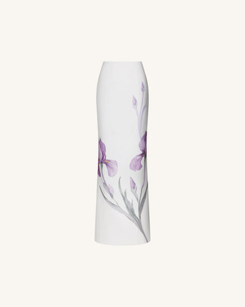 Gonna lunga con motivo Iris - Bianco