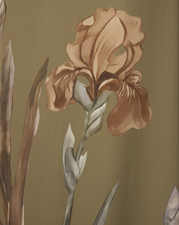 Abito sottoveste in raso con motivo Iris - Verde oliva