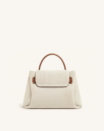 Rhea Petit sac d'épaule à double boucle en toile marron