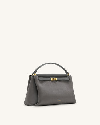 Carmen Borsa a mano in similpelle scamosciata - Grigio scuro