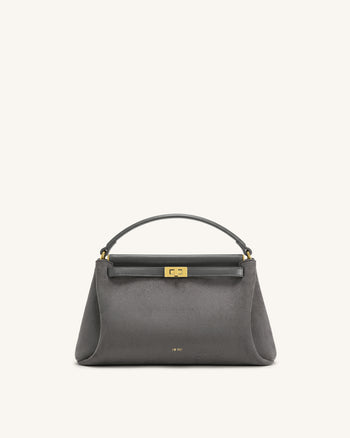 Carmen Borsa a mano in similpelle scamosciata - Grigio scuro