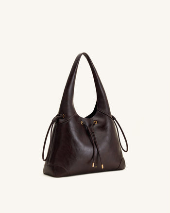 Celandra Borsa hobo con coulisse - Marrone scuro