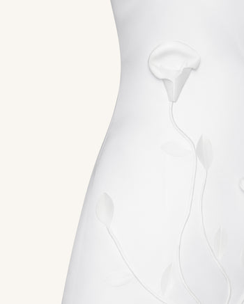 Minidress con fiori 3D allacciato al collo - Bianco