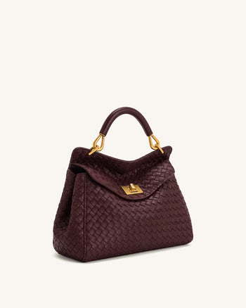 Lucia Borsa Classica Intrecciata con Manico Superiore - Borgogna Scuro
