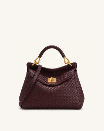 Lucia Borsa Classica Intrecciata con Manico Superiore - Borgogna Scuro