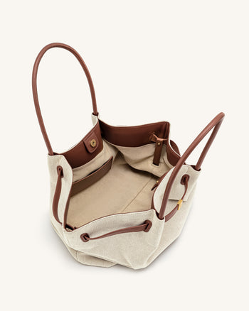 Hana Borsa tote grande - Tela marrone