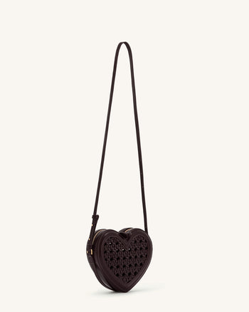 Arlene Borsa a tracolla a forma di cuore con intreccio traforato - Rosso vintage
