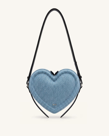 Arlene Borsa a tracolla a forma di cuore - Denim azzurro