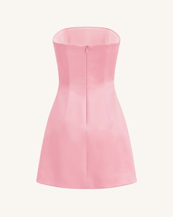 Mini abito a fascia con ricamo di ibisco - Rosa