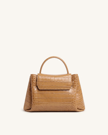 Rhea Petit sac d'épaule à double boucle - Crocodile marron clair