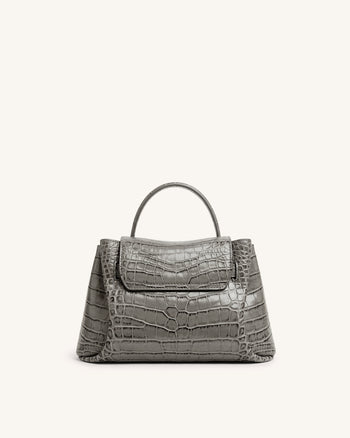 Rhea Petit sac d'épaule à double boucle - Crocodile gris
