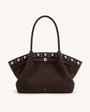 Hana Borsa tote grande in similcamoscio - Marrone intenso
