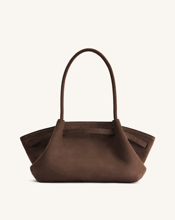 Hana Borsa Tote Ampia in Ecocamoscio - Marrone Scuro