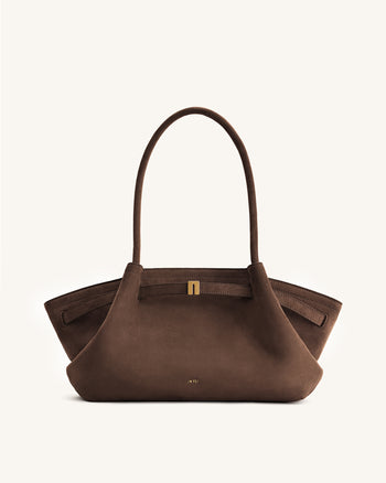 Hana Borsa Tote Ampia in Ecocamoscio - Marrone Scuro