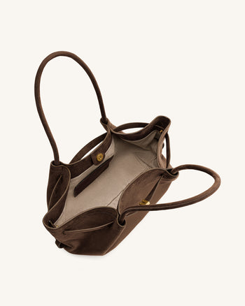 Hana Borsa Tote Ampia in Ecocamoscio - Marrone Scuro