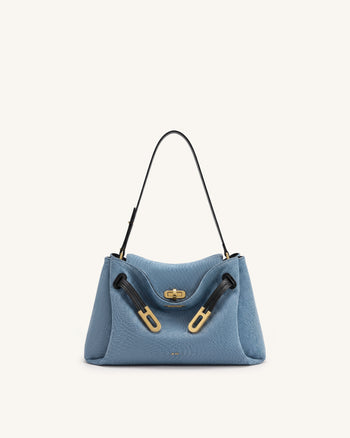Rhea Borsa a spalla con doppia fibbia - Denim azzurro