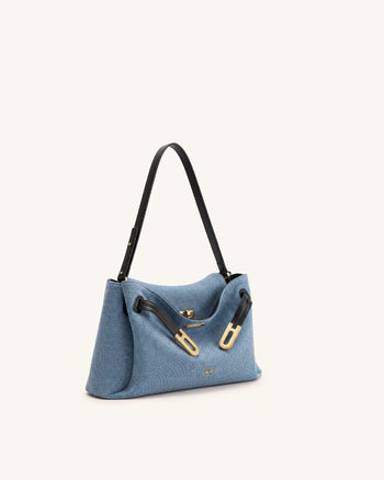 Rhea Borsa a spalla con doppia fibbia - Denim azzurro