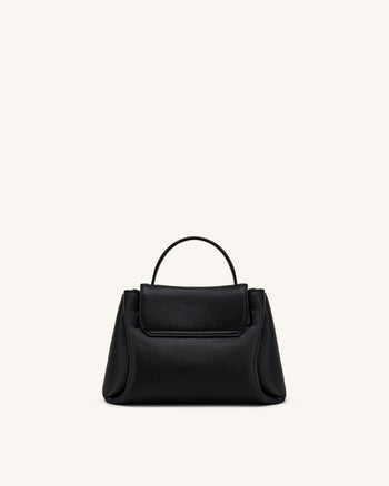 Rhea Petit sac d'épaule grainé à double boucle - Noir
