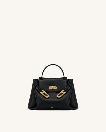 Rhea Petit sac d'épaule grainé à double boucle - Noir