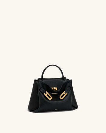 Rhea Petit sac d'épaule grainé à double boucle - Noir