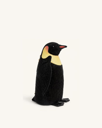 Pia Borsa a tracolla a forma di pinguino con cristalli artificiali - Nero