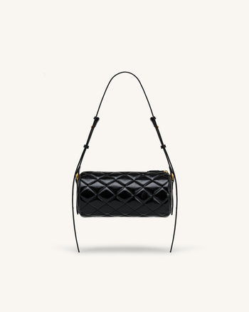 Lucienne Dachshund Borsa a spalla trapuntata con catena - Nero