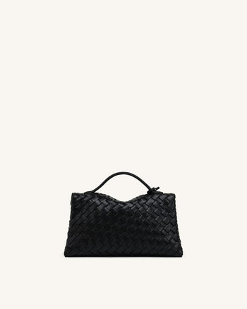 Borsa a bustina intrecciata Celeste - Nero