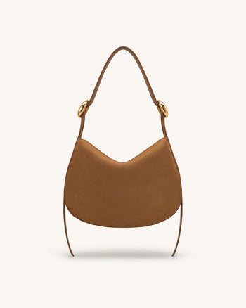 Avery Borsa hobo drappeggiata in finto camoscio - Cammello