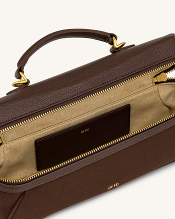 Cleo Borsa vanity in similcamoscio - Marrone scuro
