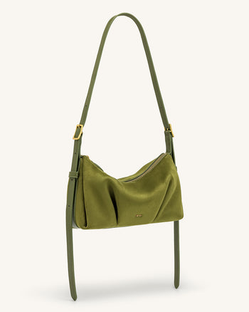 Loriette Borsa a tracolla in finta pelle scamosciata - Verde oliva