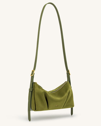Loriette Borsa a tracolla in finta pelle scamosciata - Verde oliva