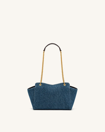 Lucia Borsa a spalla a busta con catena - Denim blu