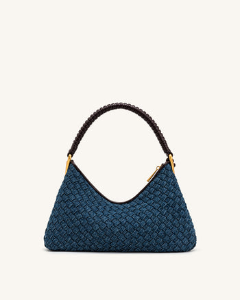 Lorena Borsa a spalla in denim intrecciato - Blu scuro