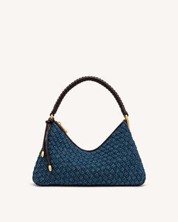 Lorena Borsa a spalla in denim intrecciato - Blu scuro