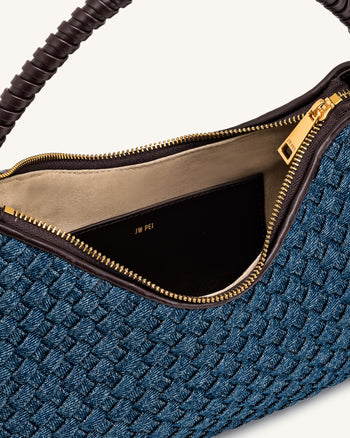 Lorena Borsa a spalla in denim intrecciato - Blu scuro