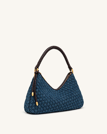 Lorena Borsa a spalla in denim intrecciato - Blu scuro