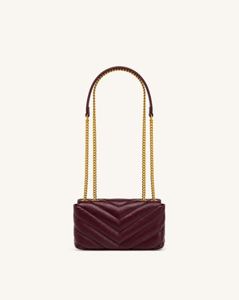 Riley Borsa a spalla con patta trapuntata Dachshund - Borgogna intenso