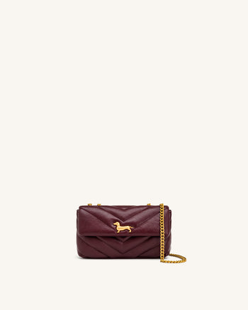 Riley Borsa a spalla con patta trapuntata Dachshund - Borgogna intenso