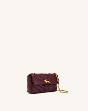 Riley Borsa a spalla con patta trapuntata Dachshund - Borgogna intenso