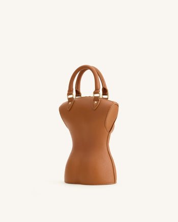 Tara Borsa con manico scultoreo - Marrone