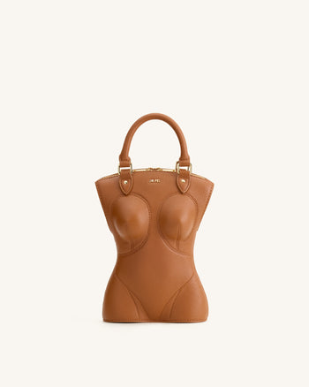 Tara Borsa con manico scultoreo - Marrone
