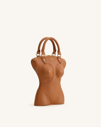 Tara Borsa con manico scultoreo - Marrone